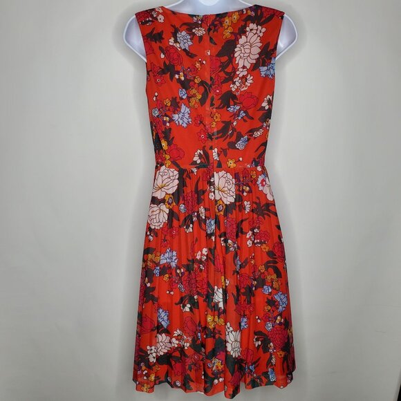 Bea & Dot by ModCloth Womens Red Floral Drape Neck Dress Size S Pleated Skirt - Picture 3 of 10